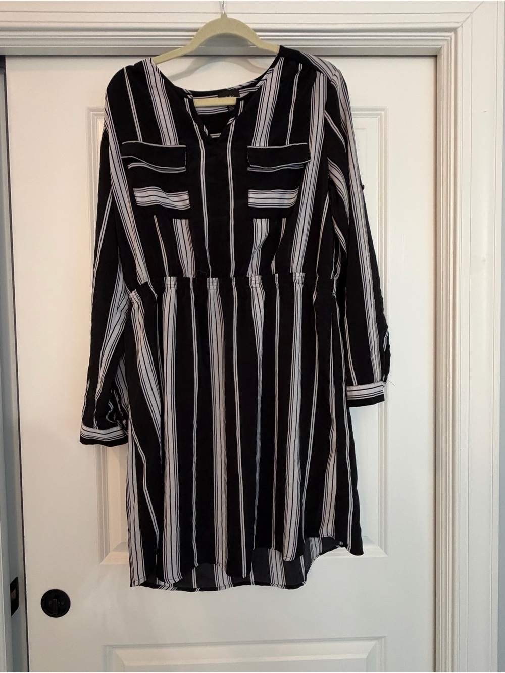 Black and White Striped Long Sleeve Dress Mossimo